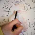 Rebecca Brown working in her studio 2019